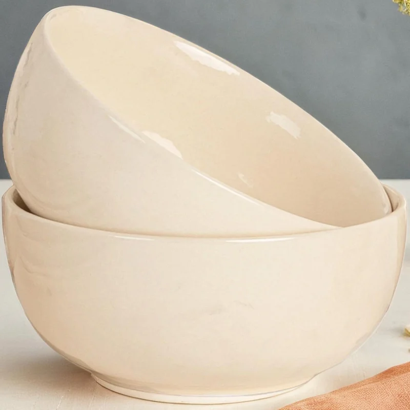 Feather White Ceramic Serving Bowl Set of 2 – 1000 ml Each