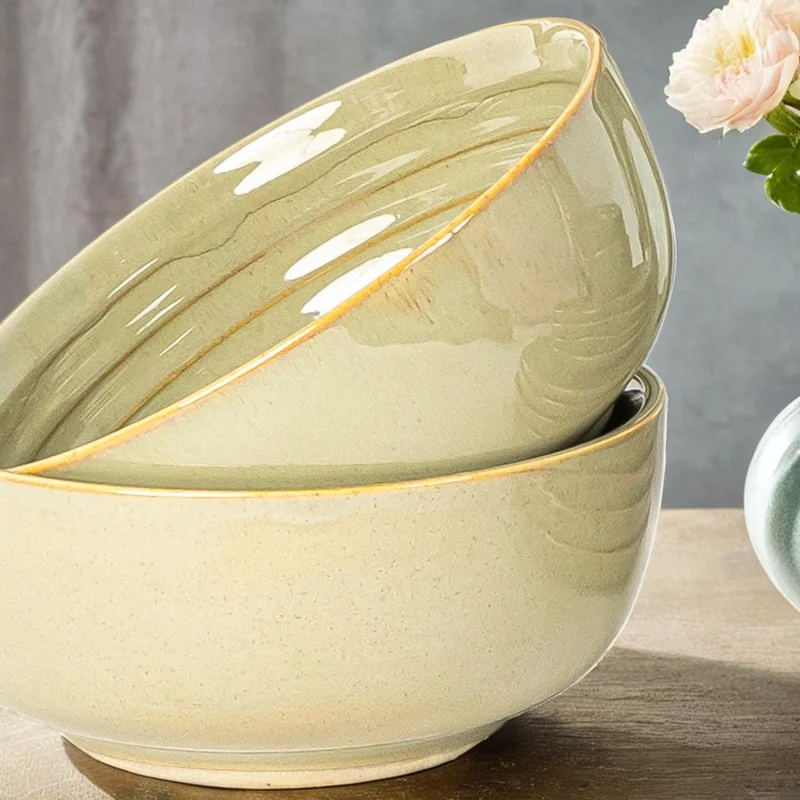 Olive Green Porcelain Serving Bowl Set of 2 – 1000 ml Each