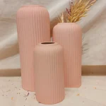 Ribbed Pipe Ceramic Vases – Set of 3 (3)
