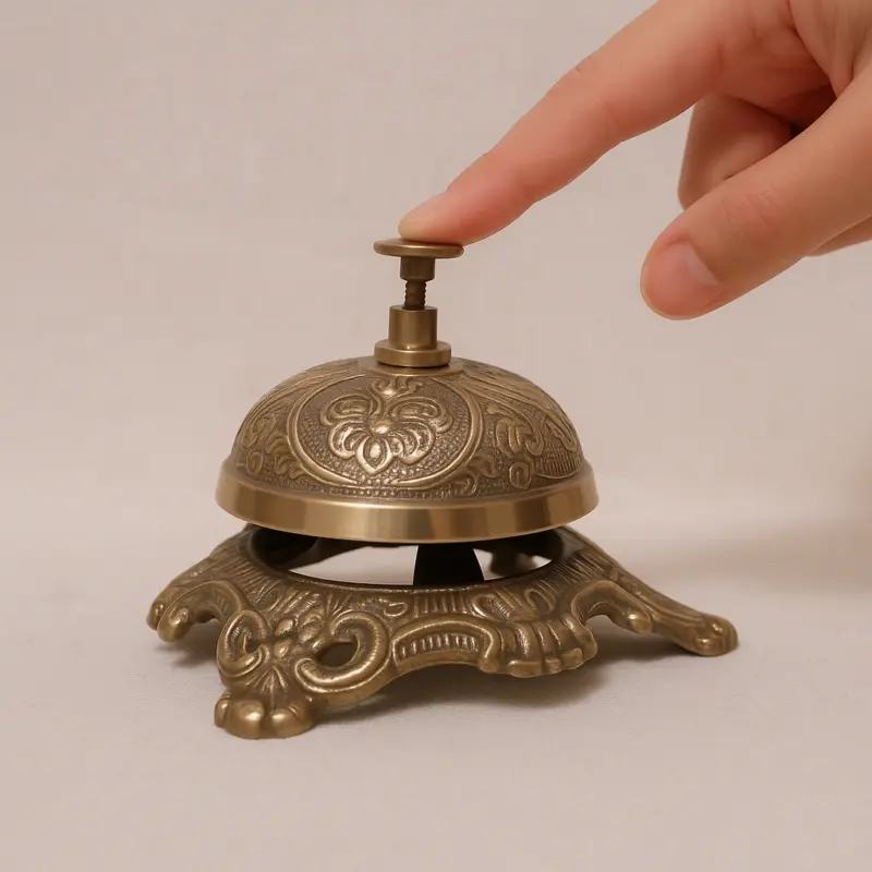 Brass Desk Bell on Cast Iron Base – Store/Retail Counter Bell