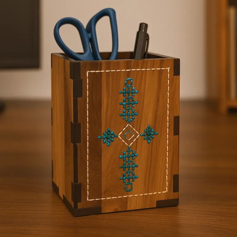 1 Compartment Wood Pen Stand
