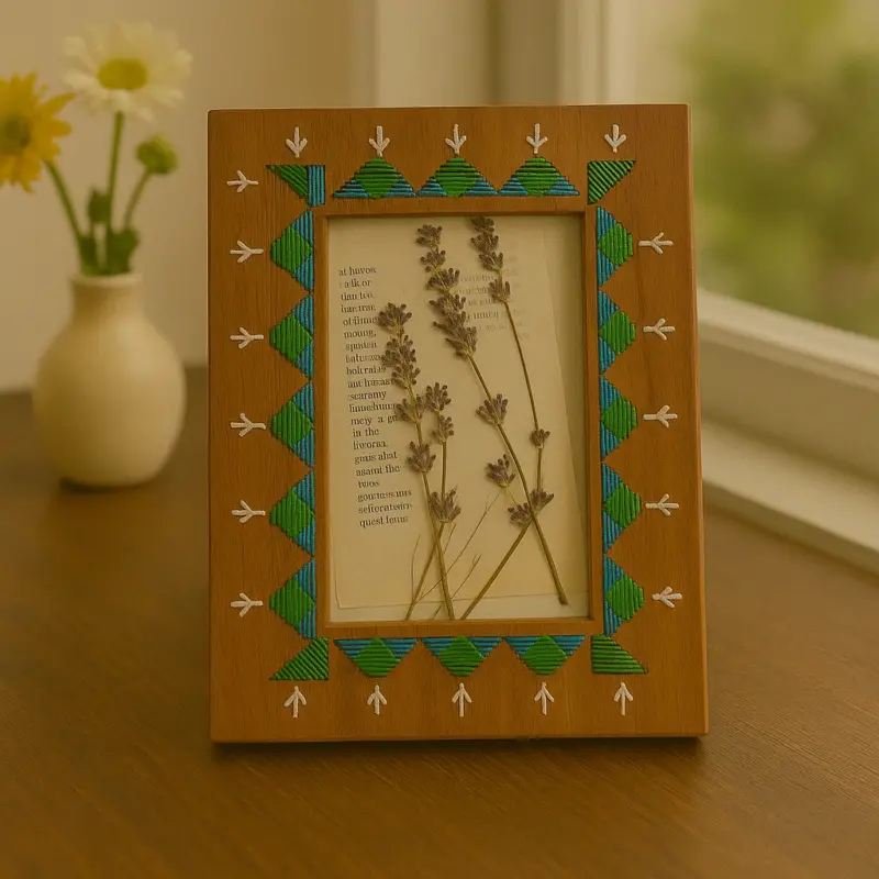 Ethnic Thread Embroidered Wooden Picture Frame