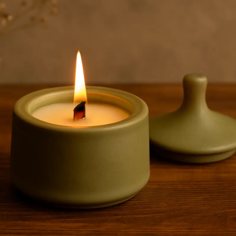 Olive Calm – Soy Wax Candle in Artisan Green Jar
