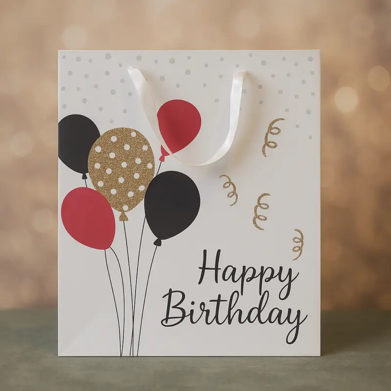 Birthday Celebration Gift Carry Bag – Pink Side with Ribbon Handle