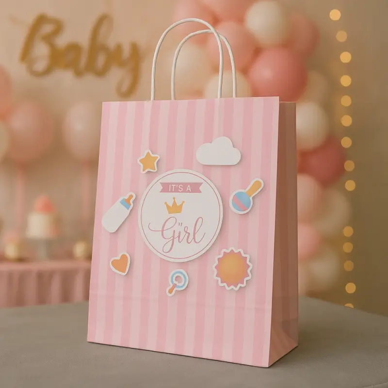 Pink Baby Girl Gift Bag – Shower or Newborn Celebration
