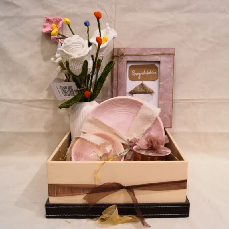 Elegant Crochet & Ceramic Congratulations Hamper