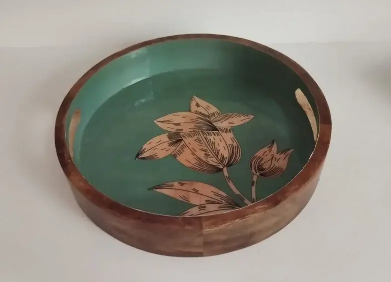 Wooden Lacquer Tray – 10 Inch Serving Tray for Restaurant Use