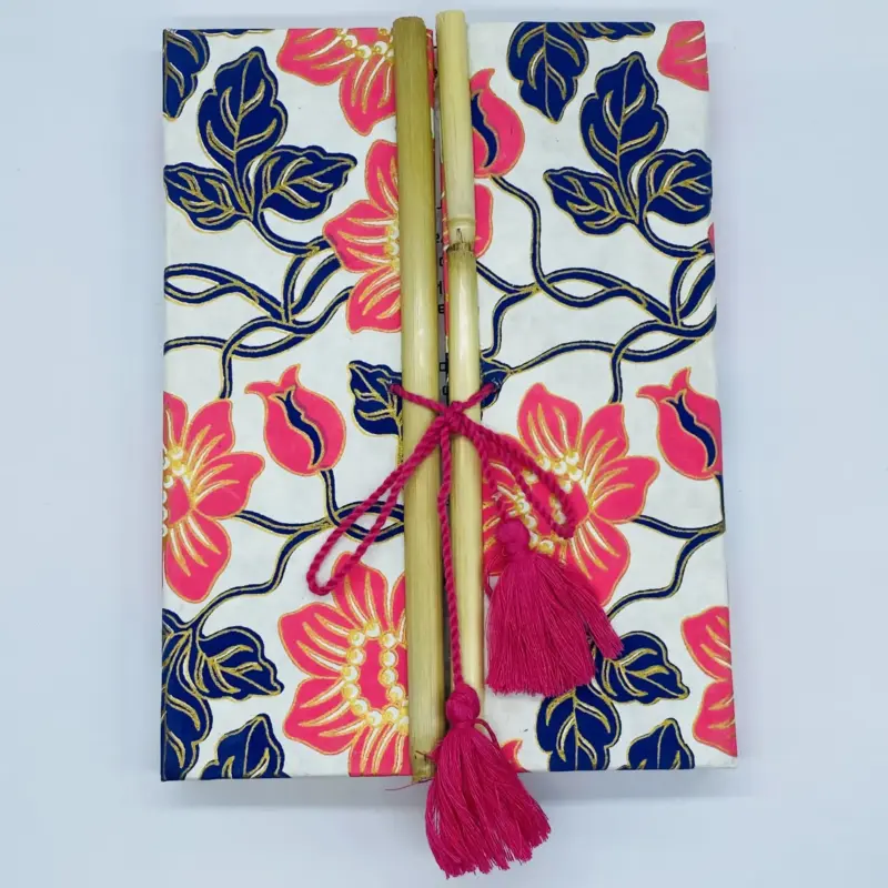 Handcrafted Floral Bamboo Diary – Plantable Pages & Sustainable Style