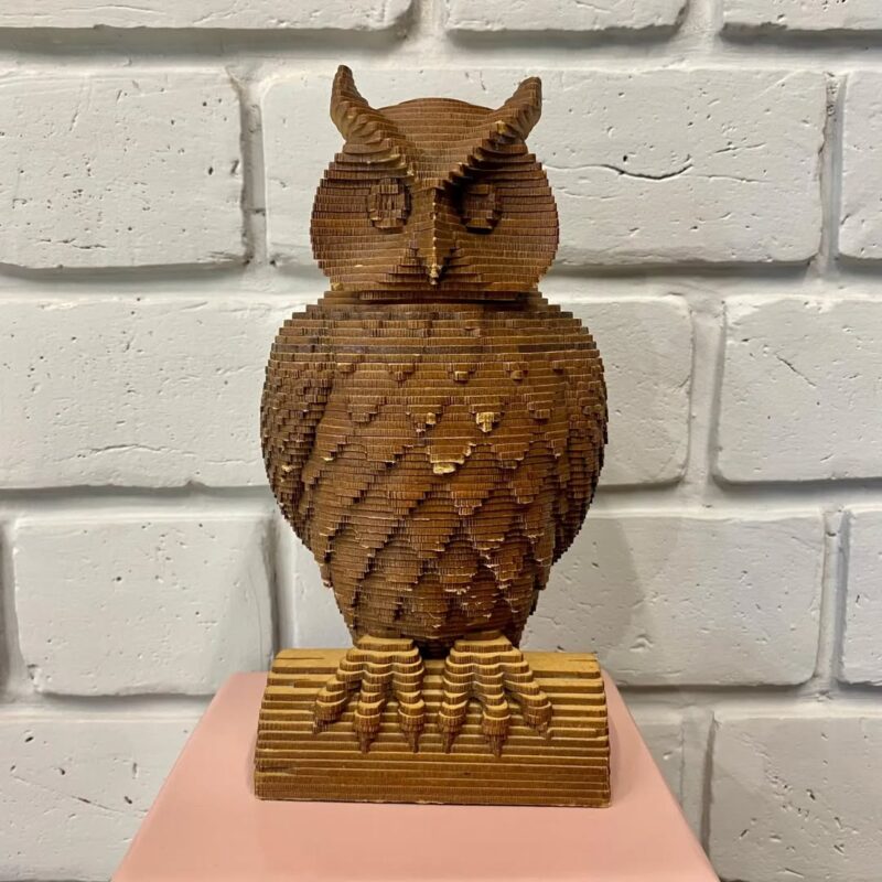 3D Stack Art Owl – Handcrafted Layered Wood Decor