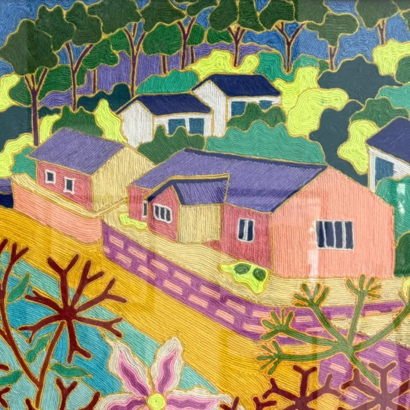 Threadscape River Scene – Handmade with Woolen Yarn on Fabric