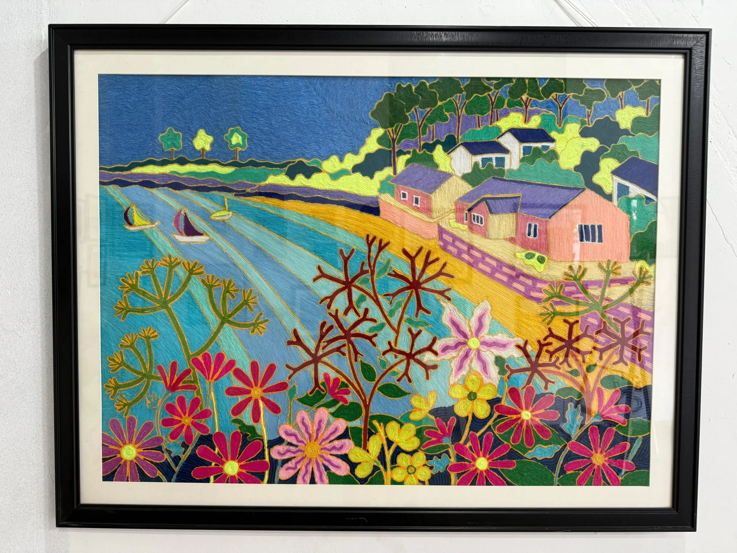 Threadscape River Scene – Handmade with Woolen Yarn on Fabric
