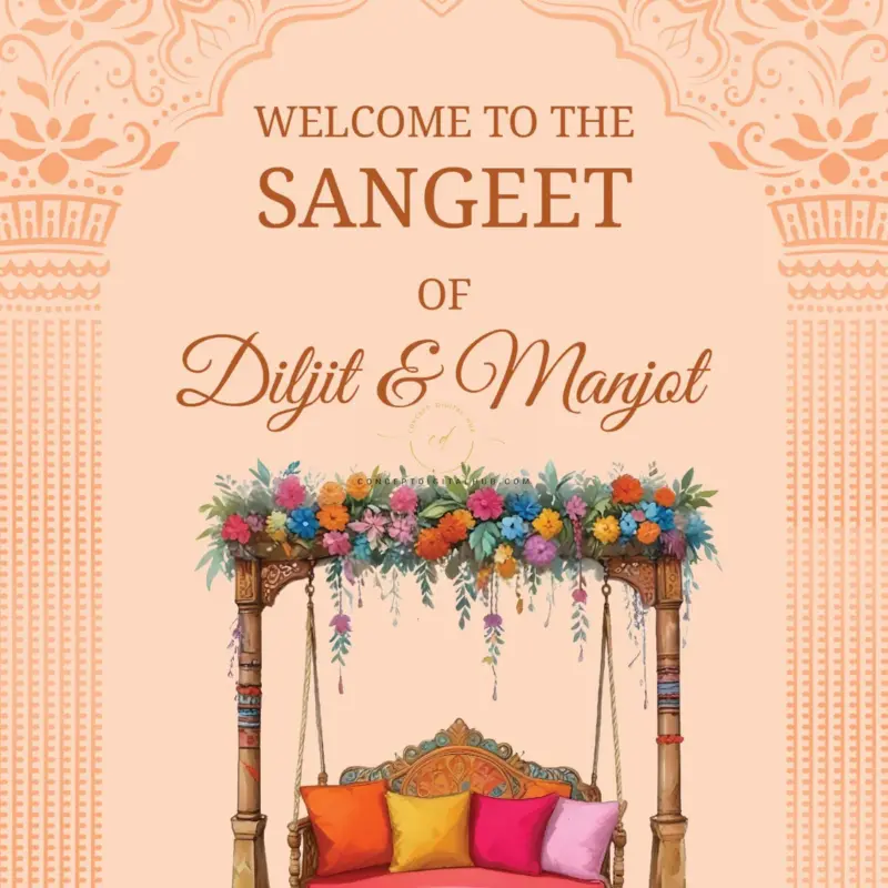 Sangeet Welcome Sign Board with Easel – 24 x 36 inches