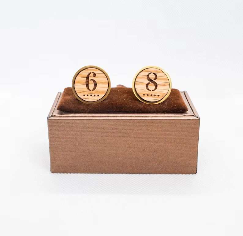 Wood Catan Cufflinks – Settlers Number Token Style (20 mm)