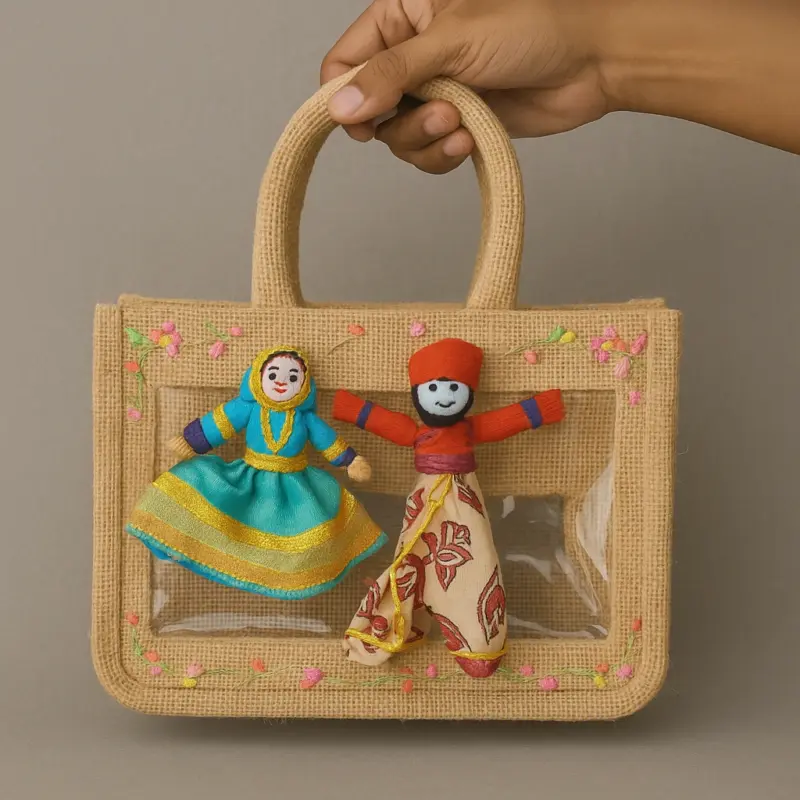 Mini Rajasthani Charm Jute Bag – Traditional Wedding Return Gift