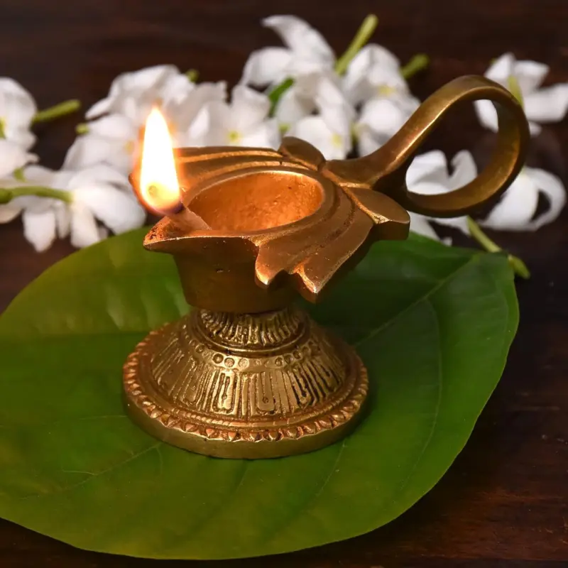 Premium Quality Lotus Shape Religious Brass Diya for Ceremonies, God Idols, Pooja, Decorative Awards