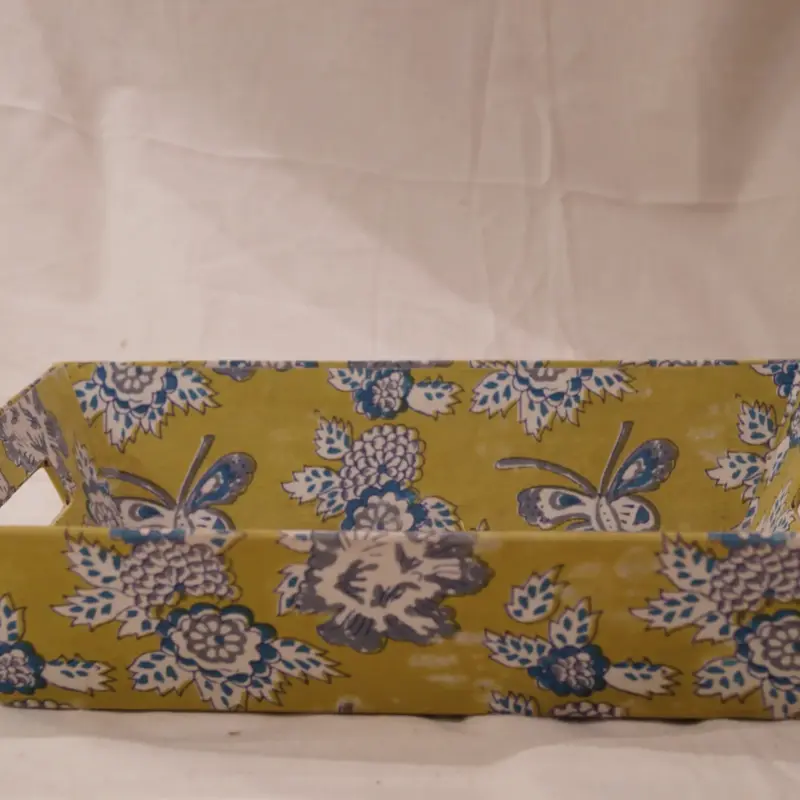 Yellow Floral Pattern Rectangular Utility Tray