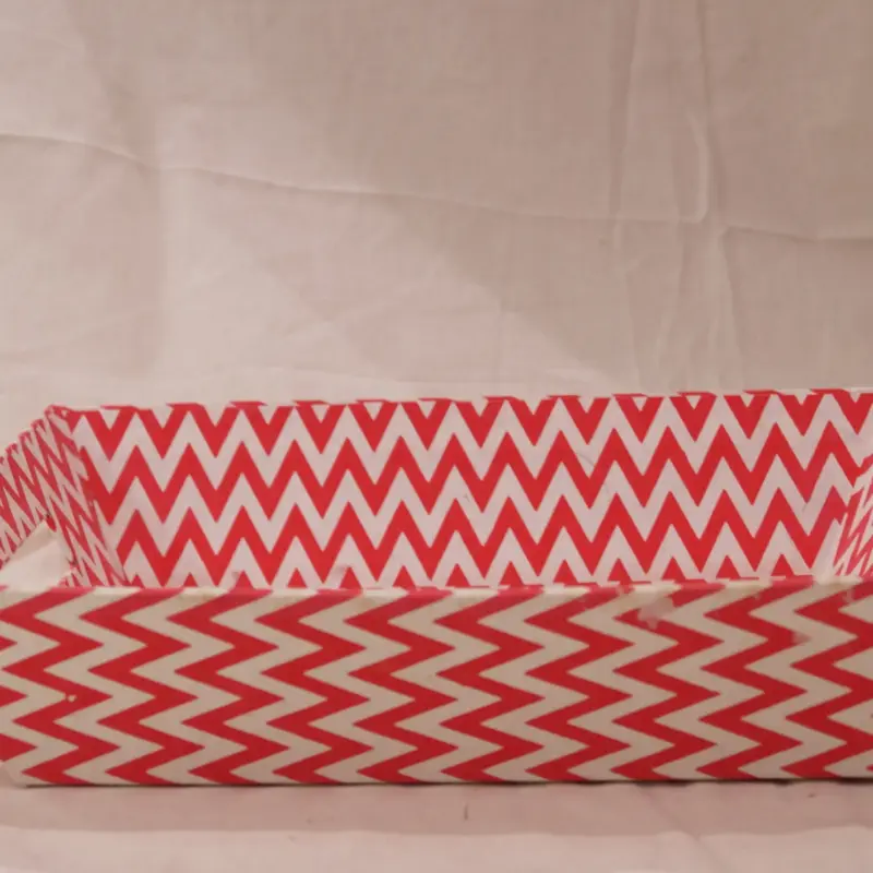 Red Chevron Pattern Rectangular Utility Tray