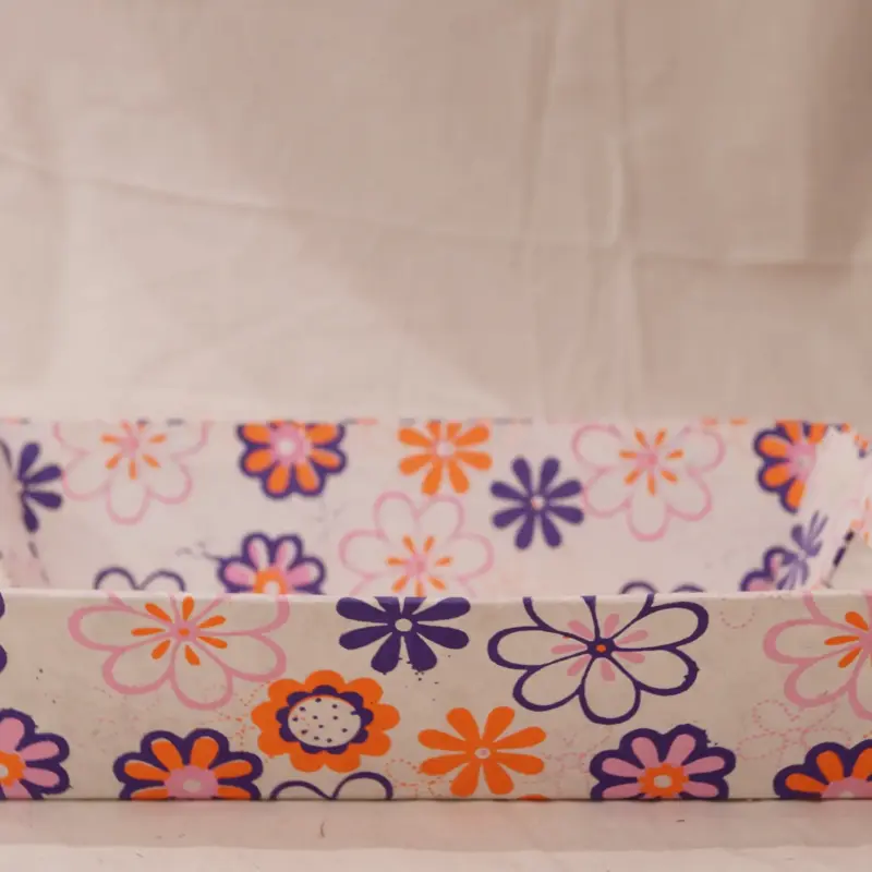 Multicolor Floral Pattern Rectangular Utility Tray