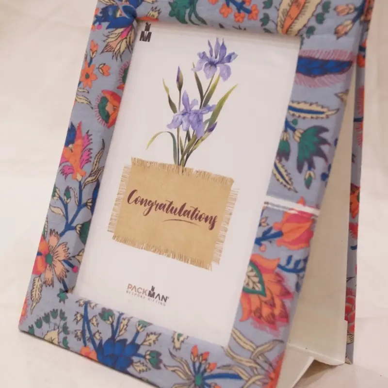 Blue Floral Fabric Photo Frame