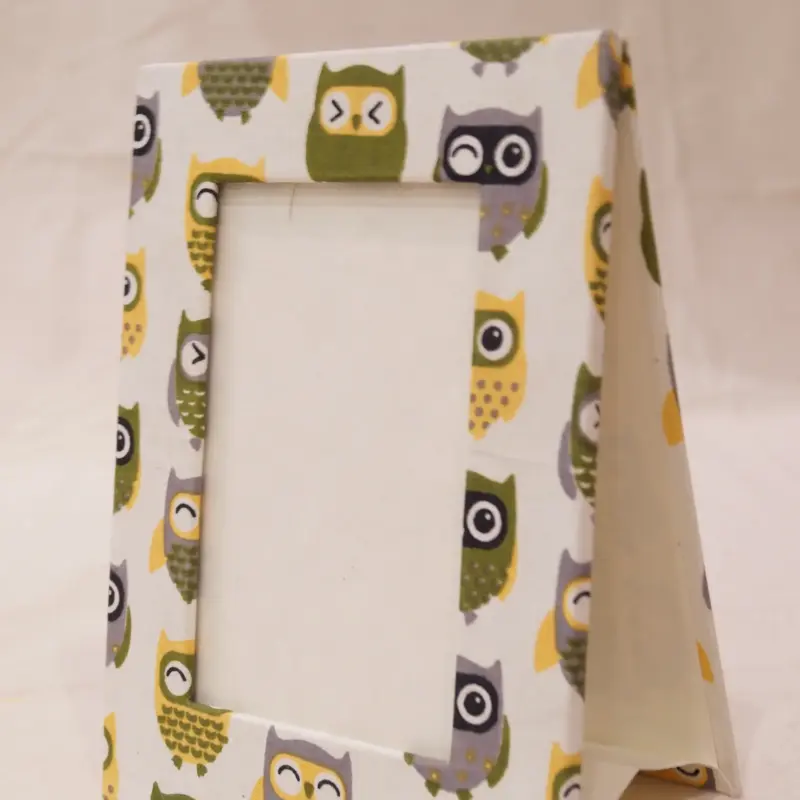 Playful Owl Pattern Fabric Photo Frame