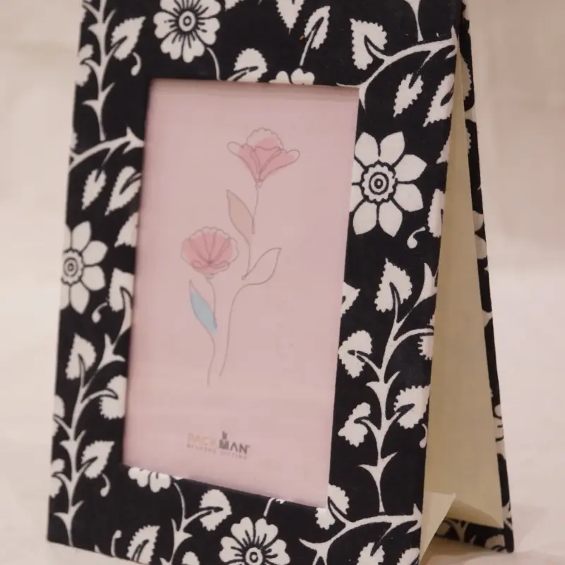 Black & White Botanical Fabric Photo Frame