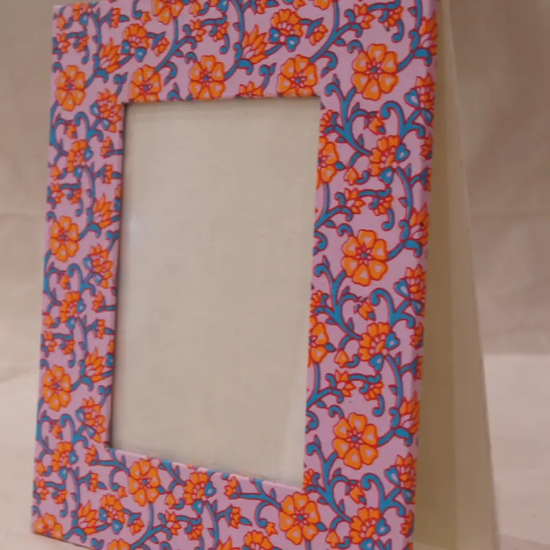 Handcrafted Fabric Photo Frame – Floral Pink