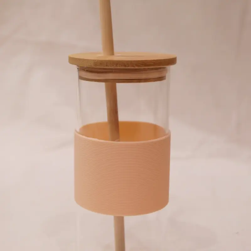 Minimal Glass Jar with Bamboo Lid and Silicone Grip