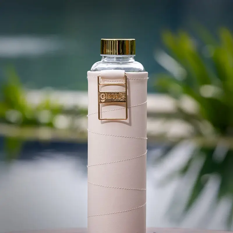VEGO SIP – Bare Beige (750ml) | Borosilicate Glass Bottle with Vegan Leather Cover