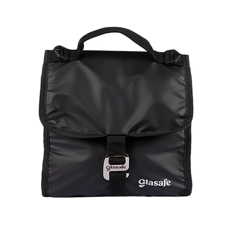 Glasafe Grip ‘N’ Go Lunch Bag – Black | Waterproof, Foldable & Odor-Proof (7L)