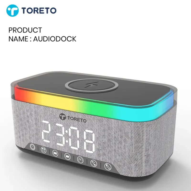 AUDIODOCK – Alarm Clock with 15W Wireless Charging & Bluetooth Speaker