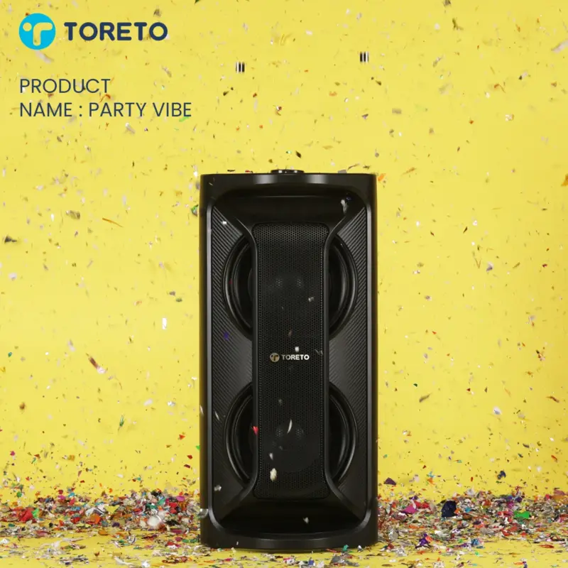 PARTY VIBE – Loud Wireless Speaker with Wired Mic, Remote & TWS Connectivity