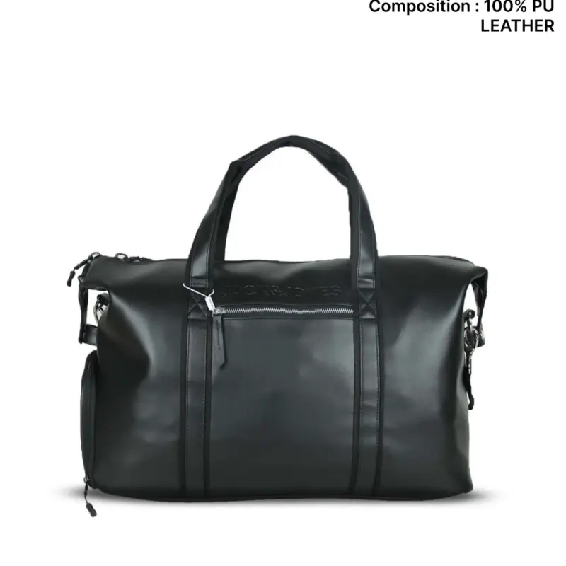 WALTER DUFFLE PRO – Black | 40L | PU Leather | Twin Grip | Shoe Compartment | Premium Zipper